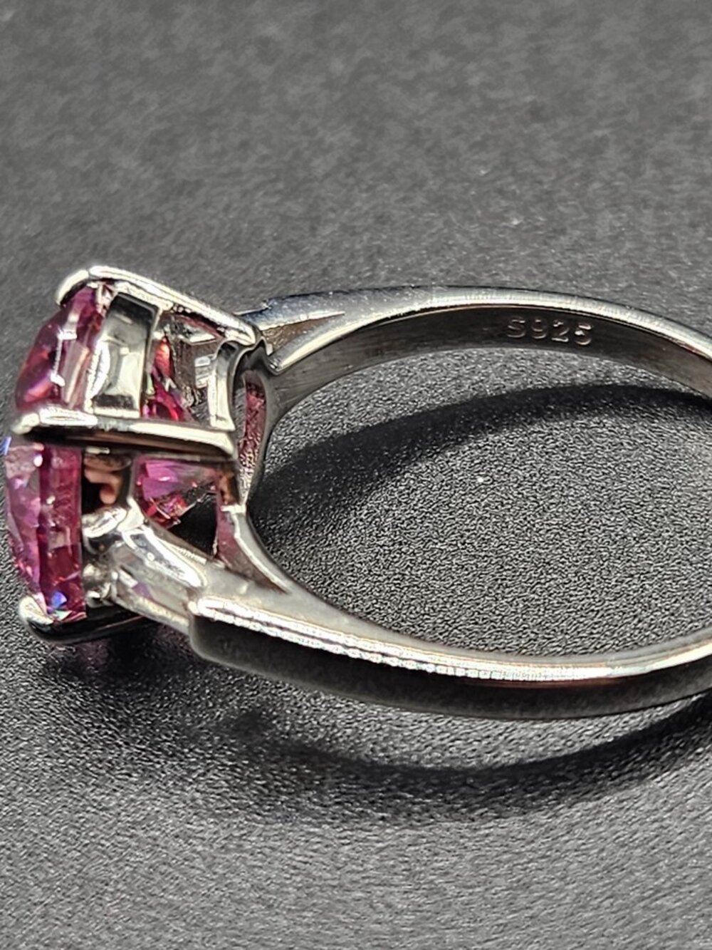 925 STERLING SILVER MOISSANITE 5CTW PINK SOLITAIRE RING SIZE 8 - Picture 5 of 6